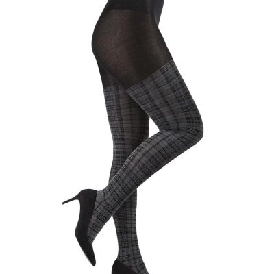 Women's Faded Plaid Warm Sweater Tights